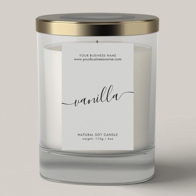 Pour Bocaux Étiquette de produit de script gris moderne (Créateur téléchargé)