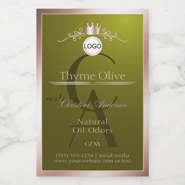 Pour Bocaux Étiquette de produit d'olive cadre rose or logo mo (Étiquettes simples)