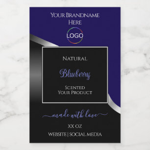 Pour Bocaux Étiquette de produit du logo en argent foncé bleu