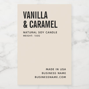 Pour Bocaux Étiquette de produit minimaliste de soja beige mod