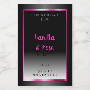 Pour Bocaux Étiquette de produit noir et blanc Cadre rose glam