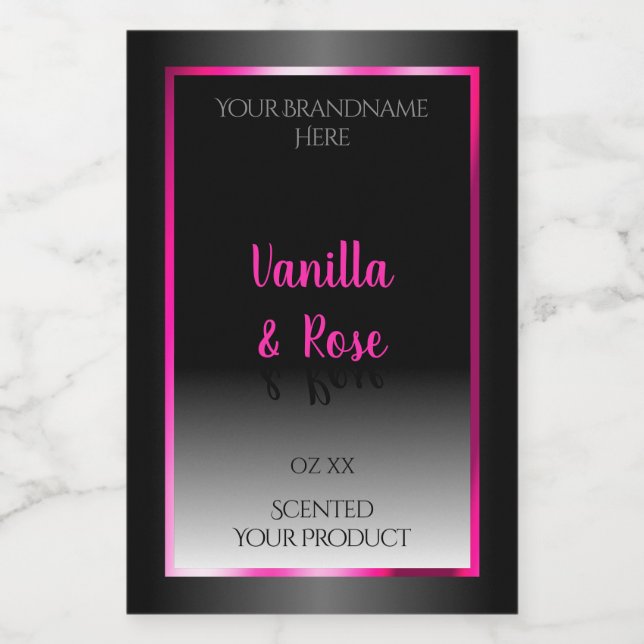 Pour Bocaux Étiquette de produit noir et blanc Cadre rose glam (Étiquettes simples)