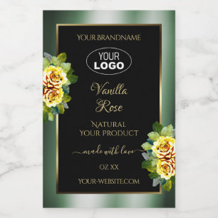 Pour Bocaux Étiquette de produit noir vert élégant Logo de ros