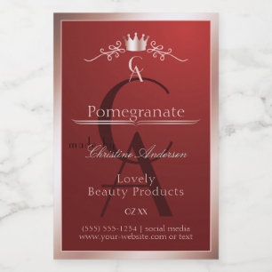 Pour Bocaux Étiquette de produit rouge luxe cadre or rose mono
