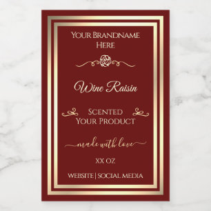 Pour Bocaux Étiquette de produit rouge profond Gold Frame et R