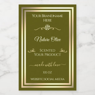 Pour Bocaux Étiquette de produit vert olive Gold Frame Rose Vi