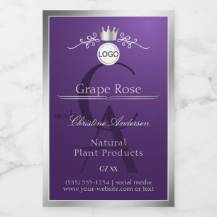 Pour Bocaux Étiquette de produit violet avec logo à cadre arge