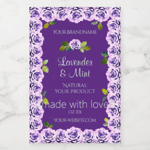 Pour Bocaux Étiquette de produit violet élégant Fleurs de rose