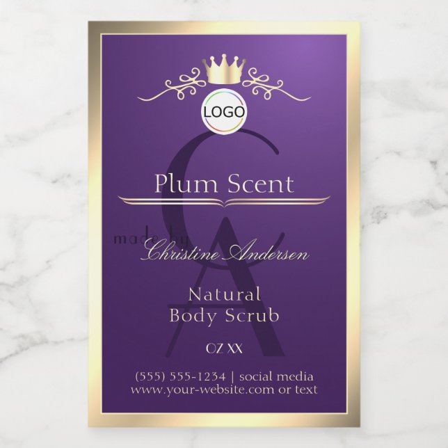 Pour Bocaux Étiquette de produit violet foncé Logo à encadreme (Étiquettes simples)