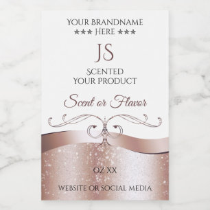 Pour Bocaux Étiquette de produit Wavy Rose Gold Decor Blanc Mo