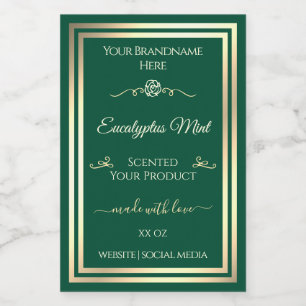 Pour Bocaux Étiquette de produits Hunter Green Gold Frame Rose