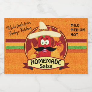 Pour Bocaux Étiquette de salsa maison avec un piment mignon
