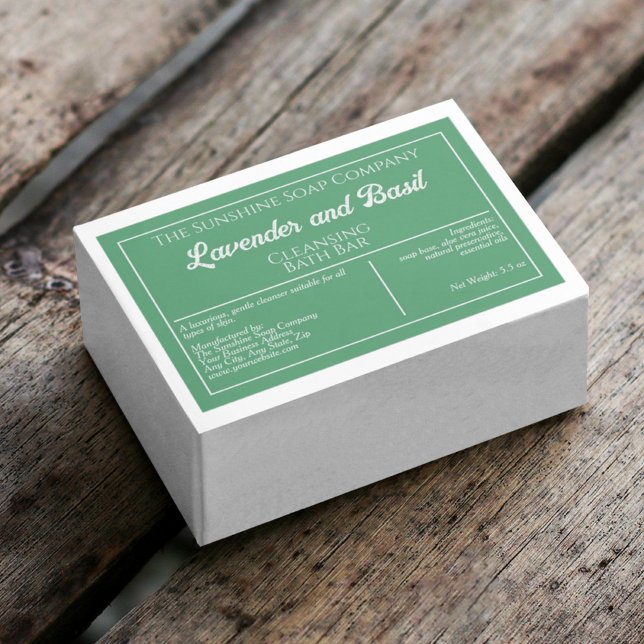 Pour Bocaux Étiquette de savon vert et blanc imperméable (Créateur téléchargé)