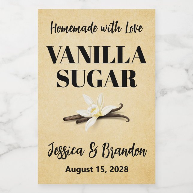 Pour Bocaux Étiquette de Sucre Vanille de Mariage (Étiquettes simples)