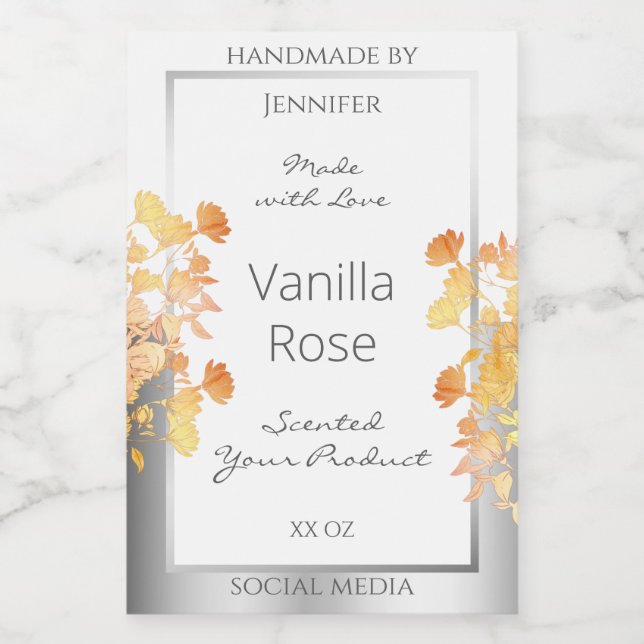 Pour Bocaux Étiquette d'emballage de produits floraux blancs O (Étiquettes simples)