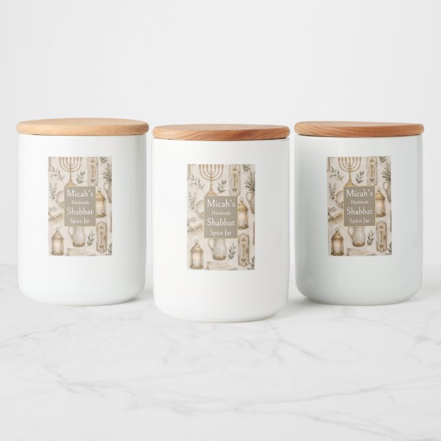 Pour Bocaux Étiquette d'épices de Shabbat, Art rustique esthét (Bouteilles)