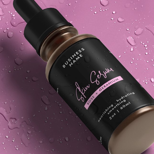 Pour Bocaux Étiquette étanche noir et rose 2 OZ (Black & Pink 2 OZ Dropper Bottle Waterproof Label *verify size to ensure a good fit")