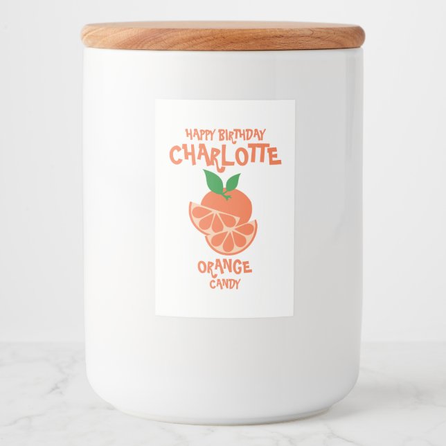 Pour Bocaux Étiquette Jar de bonbons orange personnalisé (Devant)