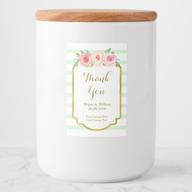 Pour Bocaux Étiquette personnalisé à la menthe verte rayures r (Devant)