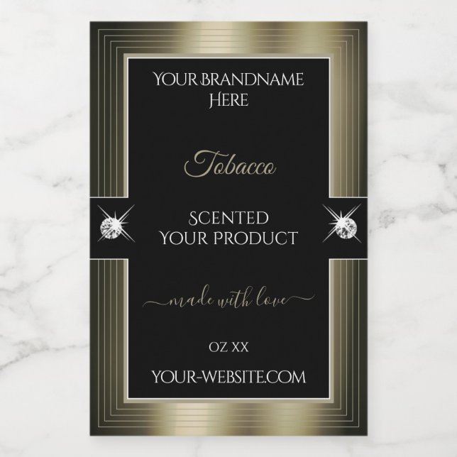 Pour Bocaux Étiquette produit somptueux en Platine noire (Étiquettes simples)