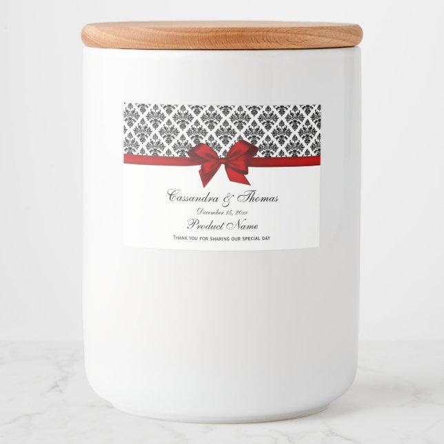 Pour Bocaux Étiquette rouge de nourriture de la damassé (Devant)