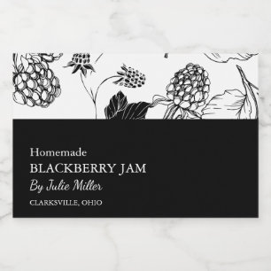 Pour Bocaux Étiquette simple Black & White Blackberry Jam