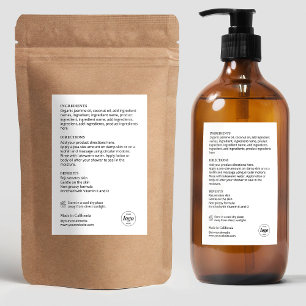 Pour Bocaux Étiquette simple Bouteille de soins de la peau Ing