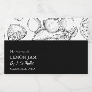 Pour Bocaux Étiquette simple de confiture de citron noir et bl