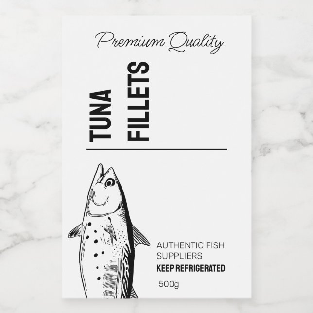 Pour Bocaux Filets de poisson de thon Étiquette de produit (Étiquettes simples)