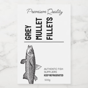 Pour Bocaux Filets de poissons de Mullet gris Étiquette de pro