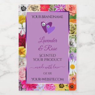 Pour Bocaux Fleurs Colorées Étiquette de Produit Violet Clair 