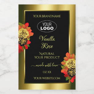 Pour Bocaux Floral Black Gold Shimmer Produit Étiquette Logo R