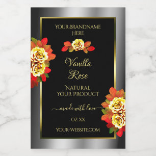 Pour Bocaux Floral Noir Argent Or produit Étiquette mignons Ro