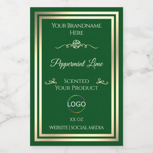 Pour Bocaux Forêt Vert produit Étiquette Gold Frame avec logo (Étiquettes simples)