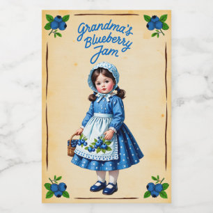 Pour Bocaux Grand-mère's Blueberry Jam Étiquette alimentaire V