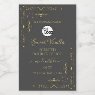 Pour Bocaux Gray Ornamental Gold Corners Étiquette Logo du pro