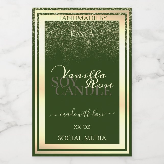 Pour Bocaux Jeu oculaire Vert foncé Produit Étiquette Gold Fra (Étiquettes simples)