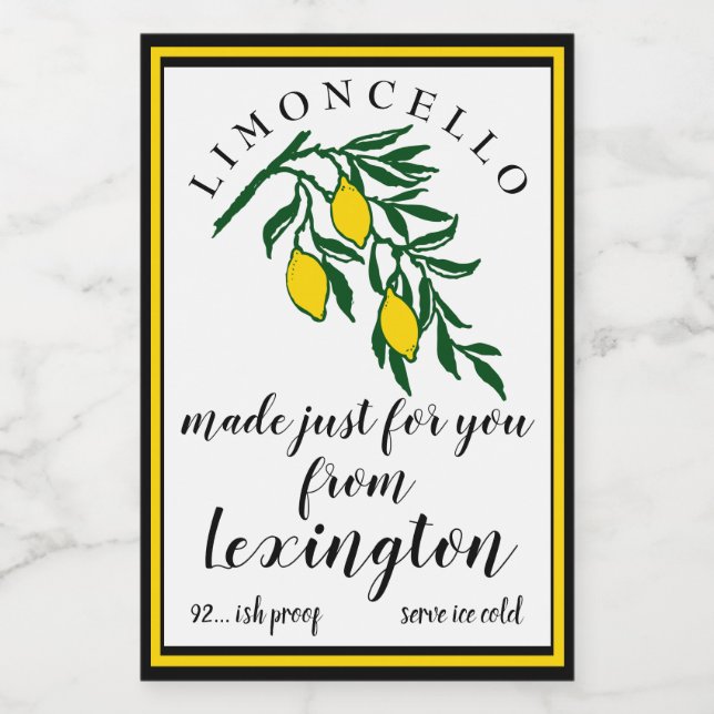 Pour Bocaux Limoncello Citrons Sur Branche Étiquette bouteille (Étiquettes simples)