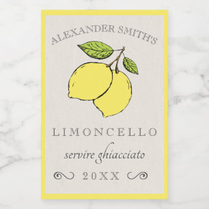 Pour Bocaux Limoncello Lemons Petit Étiquette Liqueur
