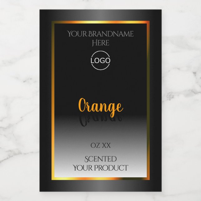 Pour Bocaux Logo de Étiquette Orange Cadre noir moderne (Étiquettes simples)
