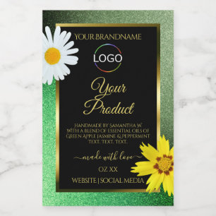 Pour Bocaux Logo du Étiquette du produit Floral Green Parties