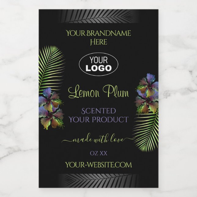Pour Bocaux Logo Étiquette jaune violet Hibiscus (Étiquettes simples)