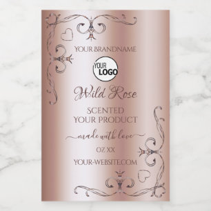Pour Bocaux Logo Étiquette Rose Golden Ornate de luxe