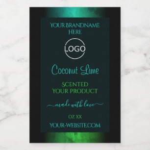 Pour Bocaux Logo Étiquette turquoise et vert Marbre Élégant pr