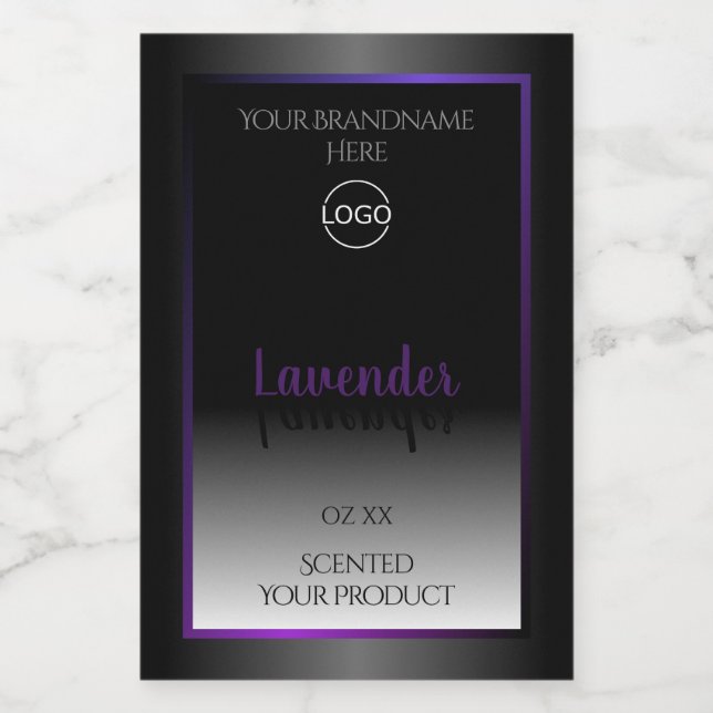 Pour Bocaux Logo moderne noir blanc Étiquette violet cadre (Étiquettes simples)
