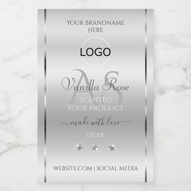 Pour Bocaux Logo Monogramme Étiquette Diamants de luxe en arge (Étiquettes simples)