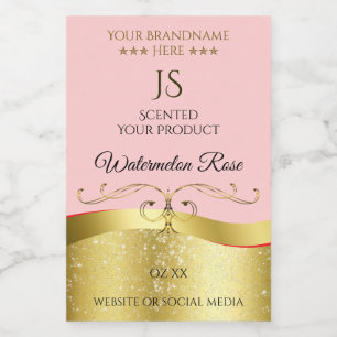 Pour Bocaux Luxueux Décor Wavy Gold Étiquette Monogramme rouge