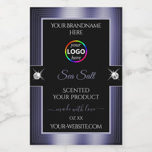 Pour Bocaux Luxueux noir brillant bleu avec logo Étiquette pro (Étiquettes simples)