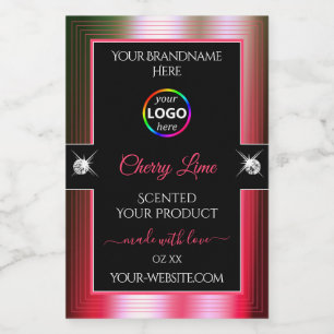 Pour Bocaux Luxueux noir brillant rouge vert logo Étiquette pr