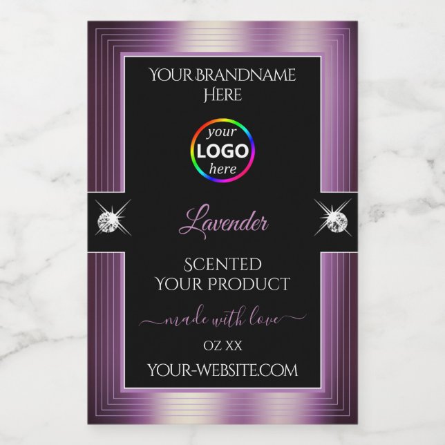 Pour Bocaux Luxueux noir brillant violet avec logo Étiquette p (Étiquettes simples)